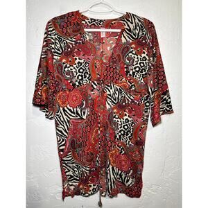 Luli Fama multiprint babydoll mesh blouse womens small y2k festival fairy dainty